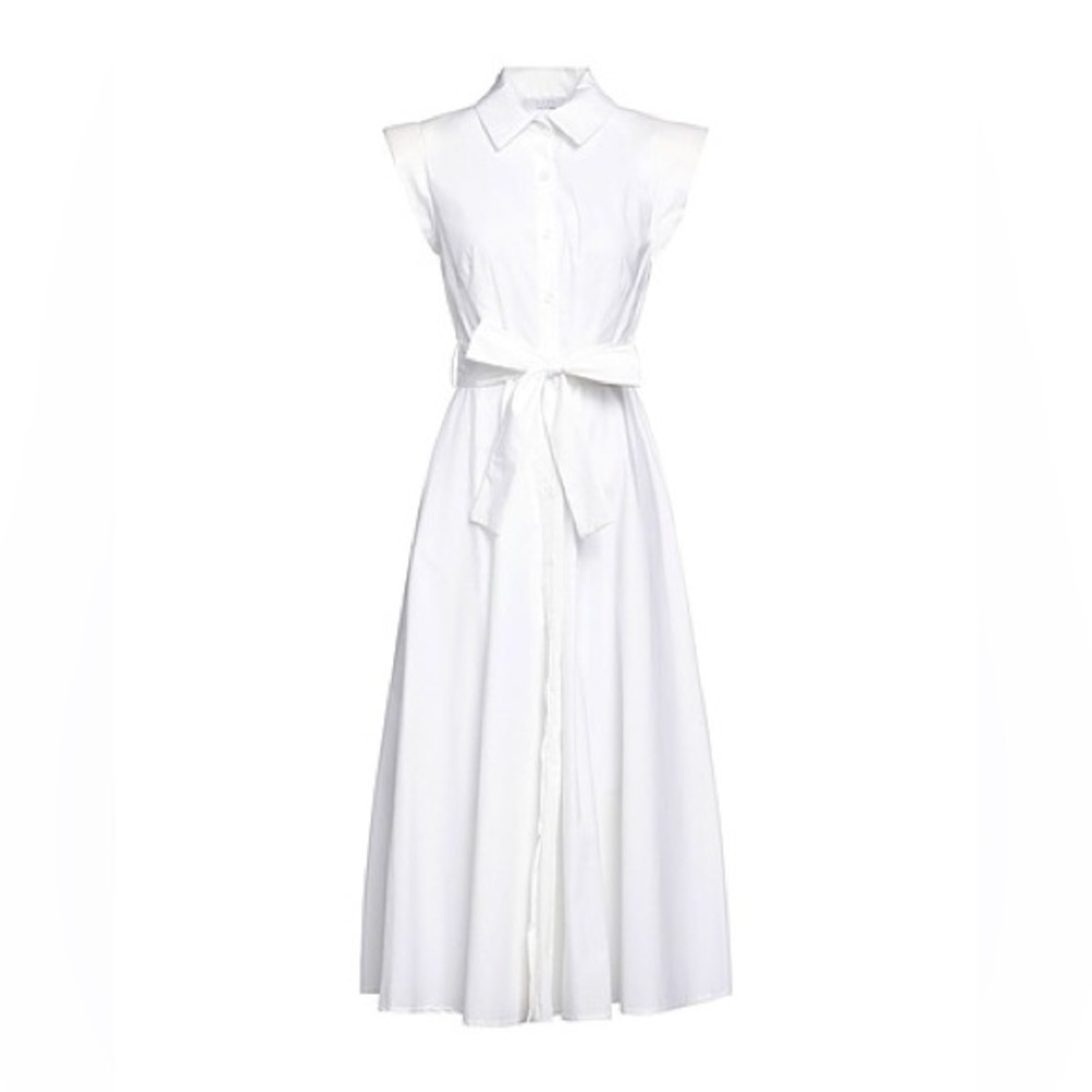 NWT Kaos White Midi Belted Dress. Size Small